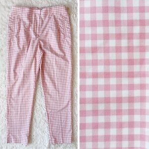 Y2K 90s DKNY Woman Pink Gingham High Rise Cigarette Pants US6 Preppy Classic